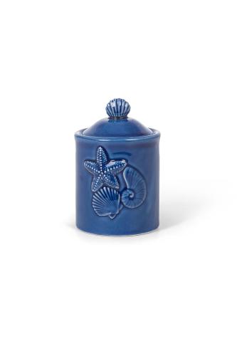 Coincasa πορσελάνινο βαζάκι αποθήκευσης με shell motif 20 x 13 cm - 007358399 Μπλε